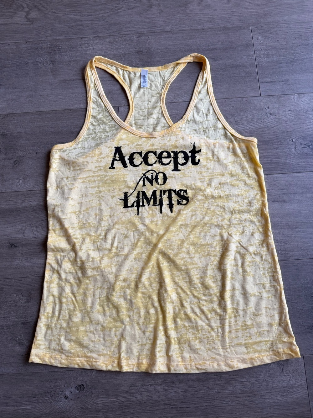 Yellow 'Accept No Limits' Graphic Racerback Tank - size XXL